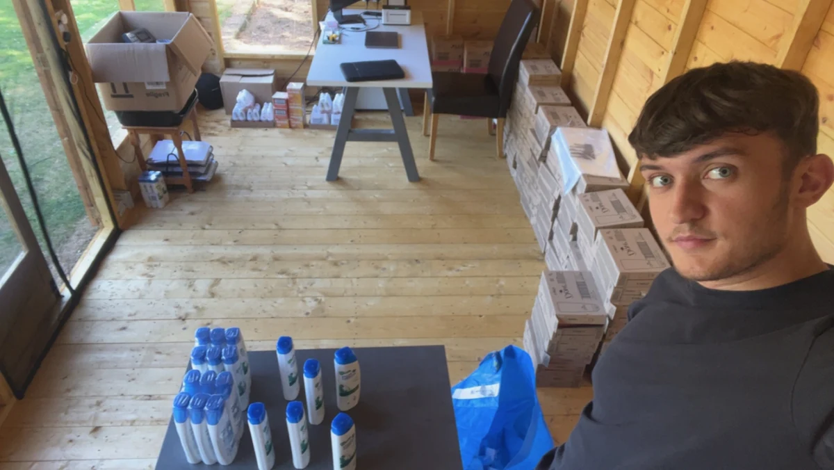 Elliot in the stock and packing room